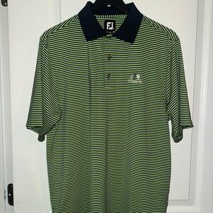 FOOTJOY MONROE GOLF CLUB Navy and Green Striped Polo Golf Shirt